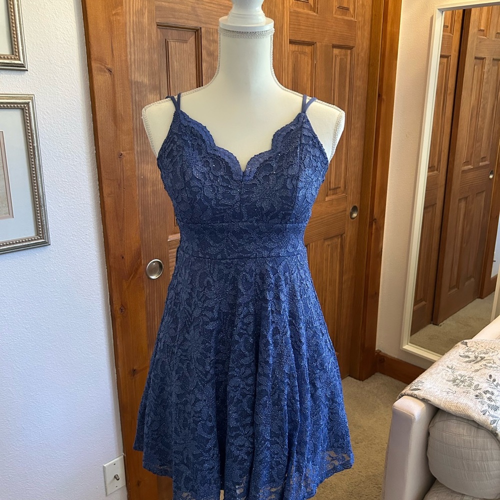 Adorable Blue Lace Sparkly Dress